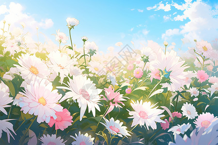 阳光下的菊花多样的菊花插画