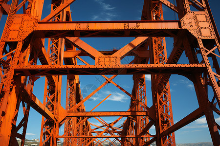 钢桥梁钢铆钉结构的金门大桥建筑背景