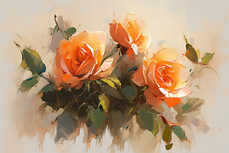 橙色玫瑰艺术插画背景图片