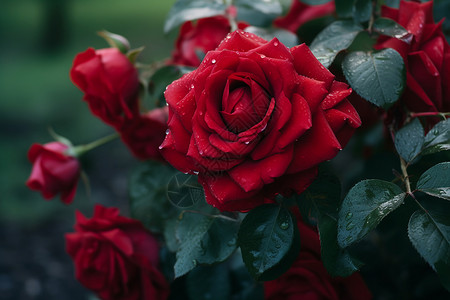 绽放的红玫瑰背景图片