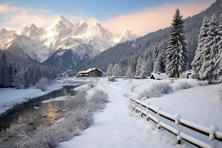 冬日雪山美景图片