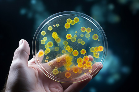 黄色蘑菇表情包培养皿中菌落设计图片