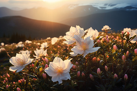 晨曦山野的花朵图片