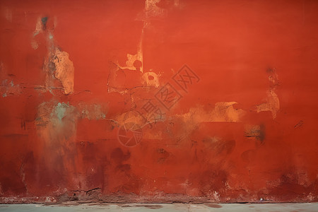 复古残破的红墙背景图片