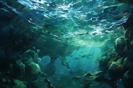 梦幻的海底世界背景图片