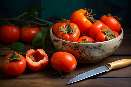 餐桌上的美味番茄图片