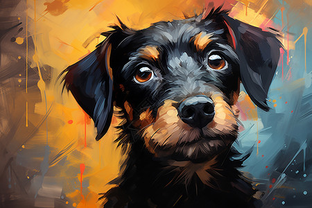 可爱小狗的油画背景图片