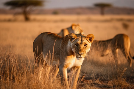 野生肉食动物的非洲狮背景