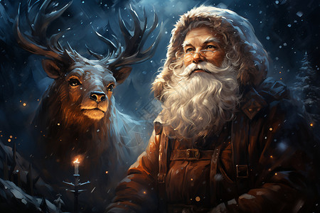 圣诞老人和麋鹿背景图片