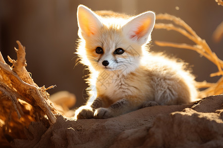 阳光下的狐狸背景图片