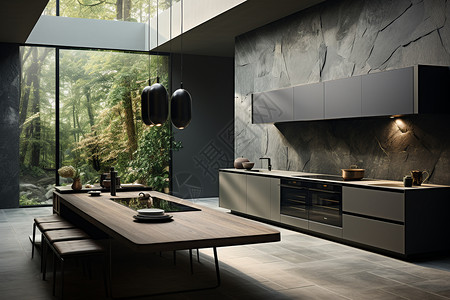 现代简约厨房空间现实简约厨房背景