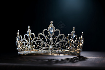 宝石皇冠镶嵌着钻石的桂冠背景