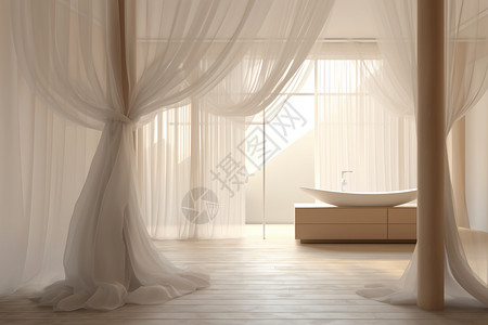 带窗帘的浴室图片