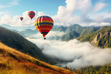 悬浮的热气球背景图片