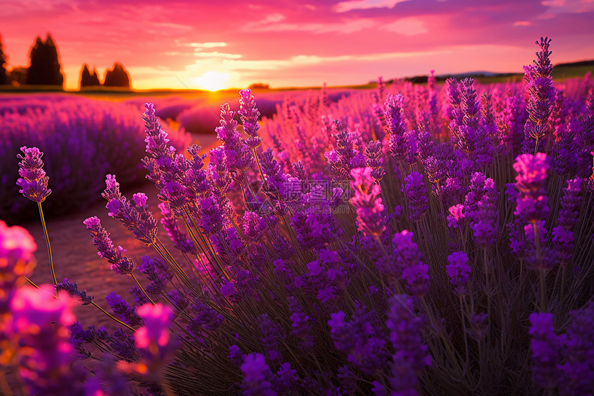 紫色的薰衣草花园图片