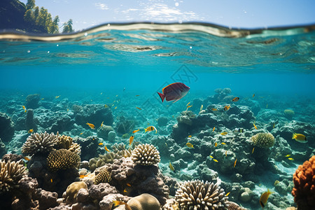 海底潜水遨游海底世界的颜色背景