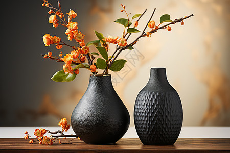 复古的花瓶和鲜花背景图片