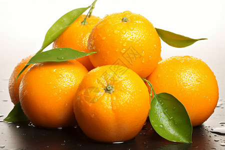 桌上的新鲜橙子图片