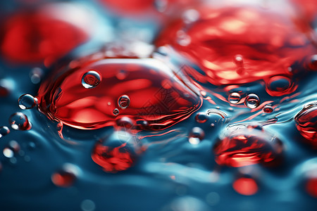 红色清新气泡水面上有红色气泡设计图片