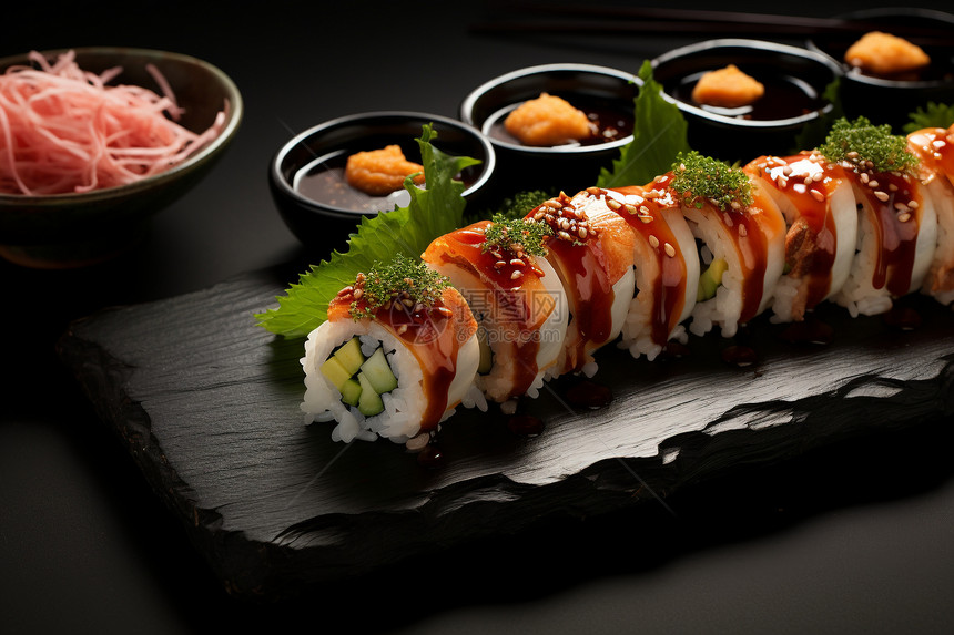 美味的日式寿司图片