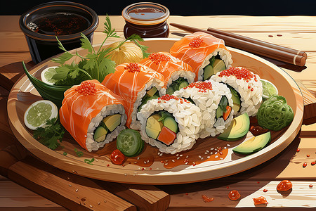 鲜美可口的寿司卷图片