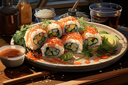 美味新鲜的寿司图片