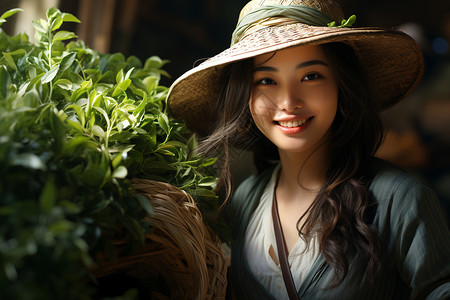 亚洲女茶农图片