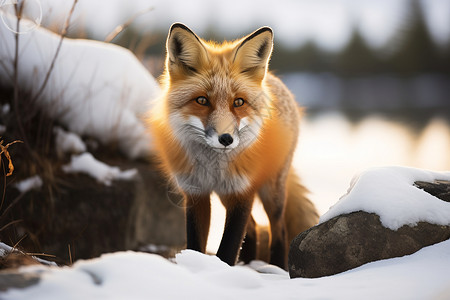 冬天里的红狐图片