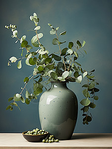 翠绿清新的盆栽背景图片