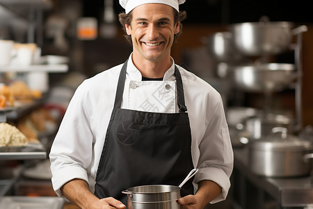 帅气厨师微笑的厨师背景