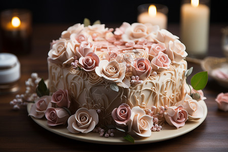 玫瑰与蛋糕图片