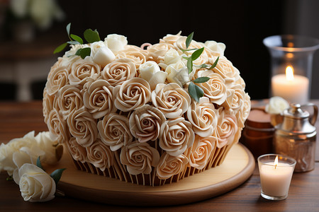 蛋糕与玫瑰背景图片