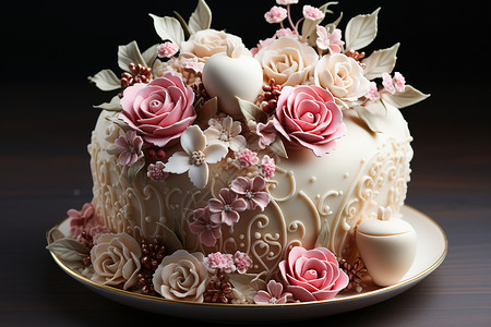 好看的蛋糕鲜花背景图片
