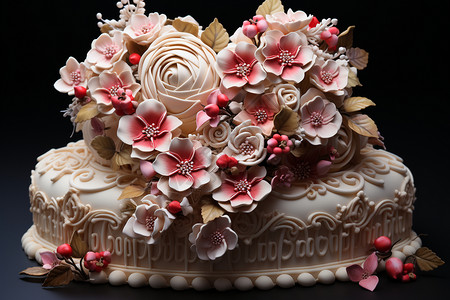 精致的蛋糕鲜花图片