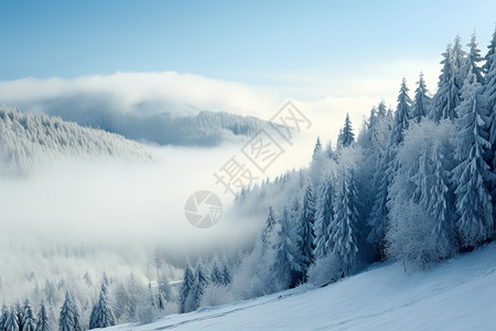 漫天雪漫天冰雪的山脉背景