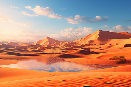 沙漠中的绿洲高清图片