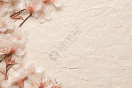 绿色纸粉白色花朵之墙背景