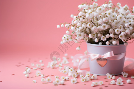 粉色花束和粉红色背景图片