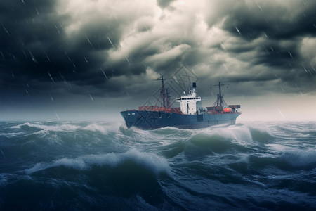轮船在风暴中航行图片