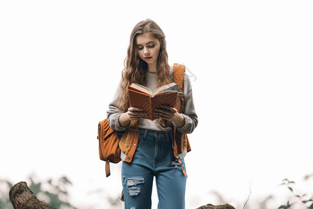 女大学生在看书图片