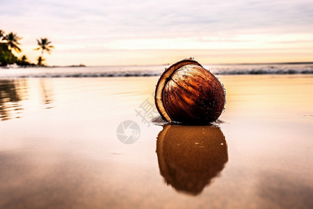 夏威夷蜗牛放在沙滩上的夏威夷果背景
