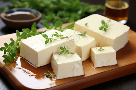 白色的豆腐白色绿叶高清图片