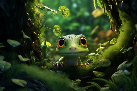 森林中的小青蛙图片
