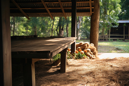 农村的木质桌子高清图片
