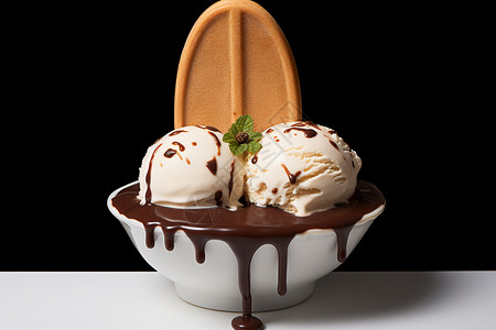 冰淇淋和巧克力酱图片