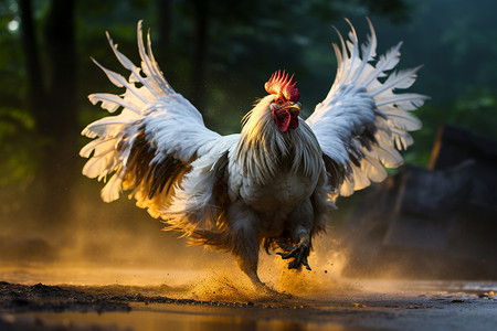公鸡拍翅膀战斗的鸡背景