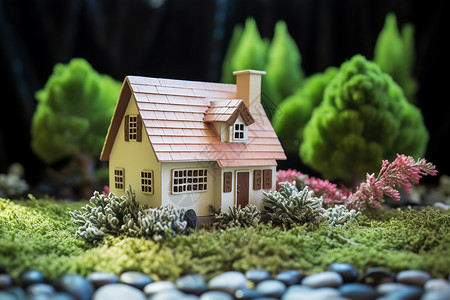 石路制造的房屋模型背景