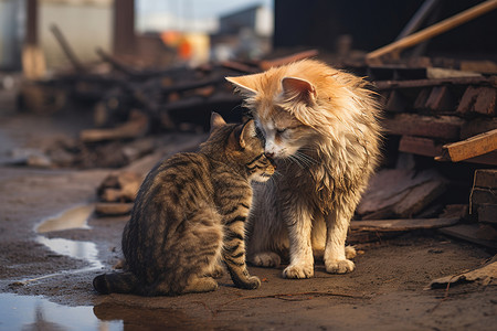 两只的流浪猫咪高清图片