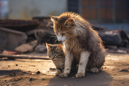 户外的流浪猫咪背景图片