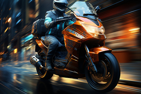 风驰电掣的摩托车背景图片